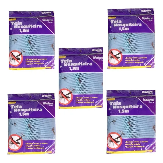 Kit 5 Telas Mosquiteira Para Janela 1,3m X 1,5m Com Adesivo Cor Branco Foto 1