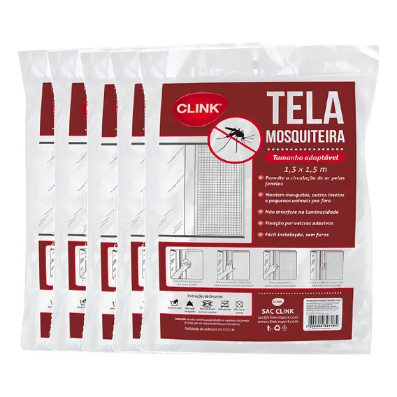 Kit 5 Telas Mosquiteiras 1,3 X 1,5m Contra Insetos Janela Foto 1