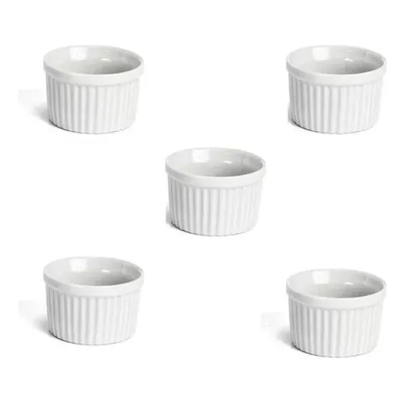 Kit 5 Tigela Ramekim Porcelana Canelado Médio 135ml Foto 1