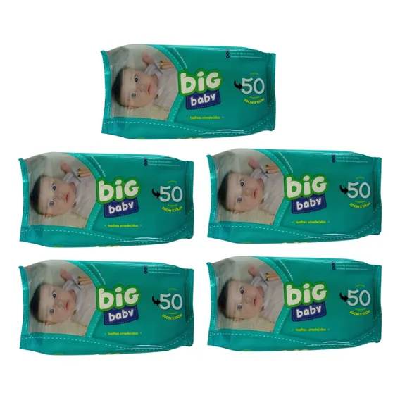 Kit 5 Toalha Umedecida Bigbaby 50und Lenço Umedecido Foto 1