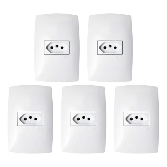 Kit 5 Tomadas 4x2 Simples 2p+t 20a Branca - Blux Foto 1