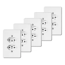 Kit 5 Tomadas Dupla 220 Volts Espelho Branco 10a 4x2 Foto mini 1