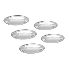 Kit 5 Travessa Oval Inox Bandeja Para Servir Porções 35cm Foto mini 1