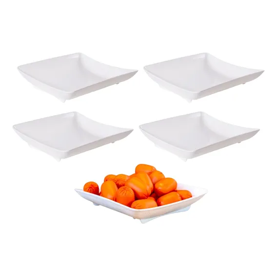 Kit 5 Travessa Quadrada Para Salgados Batata Frita 21cm Foto 1
