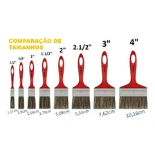 Kit 5 Trincha Simples Para Pintura Vermelho 1.1/2 Foto mini 3