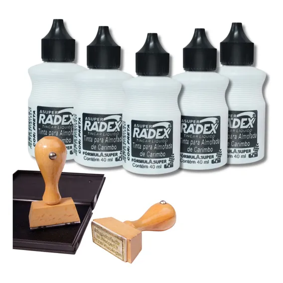 Kit 5 Un Tinta Almofada De Carimbo Preto 40ml Foto 1