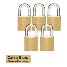 Kit 5 Unidades Cadeado Latão (chaves Diferentes) 50mm Pado Cor Dourado Foto  mini 1