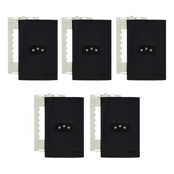 Kit 5 Unidades - Conjunto Tomada Padrão 10a 4x2 Preto Foto 1