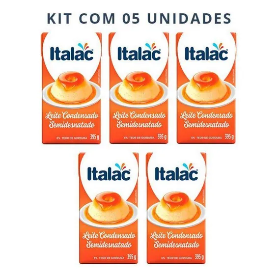 Kit 5 Unidades De Leite Condensado Italac Semidesnatado 395g Foto 1
