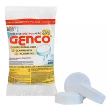 Kit 5 Unidades - Pedra Cloro 200g T-200 Ação 3 Em 1 Genco Cor Branco Foto mini 4