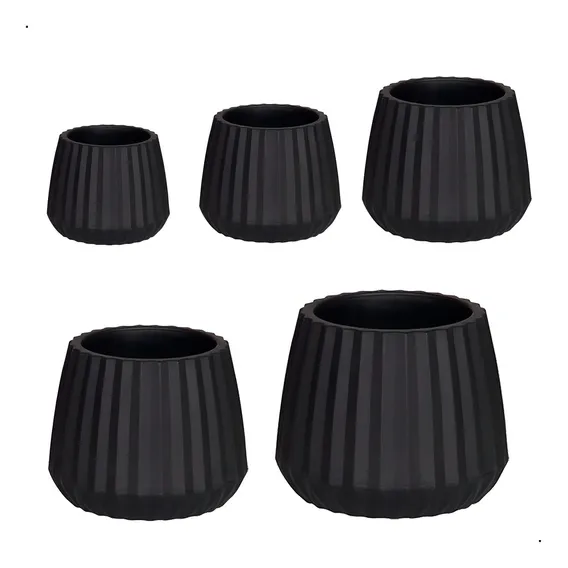 Kit 5 Vasos Cachepotwave Preto Foto 1