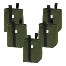 Kit 5 Vasos Planta Feltro 7 Litros Com Alça Resistente Cor Verde Foto  mini 1