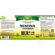 Kit 5 Vitamina B3 Niacina 60 Cápsulas Unilife Sabor Sem Saber Foto mini  3