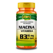 Kit 5 Vitamina B3 Niacina 60 Cápsulas Unilife Sabor Sem Saber Foto mini  2