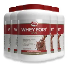 Kit 5 Whey Fort 3w Vitafor Chocolate 1800g Foto  mini 1