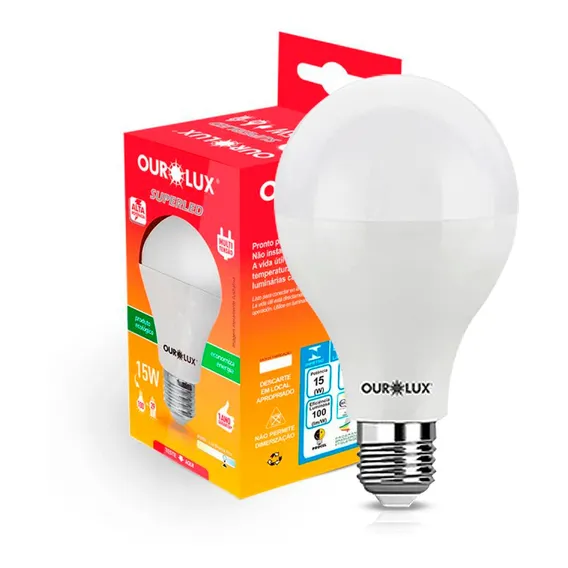 Kit 5 x Lâmpada Superled Ouro 15w Ourolux 6500k Branco-frio Foto 1