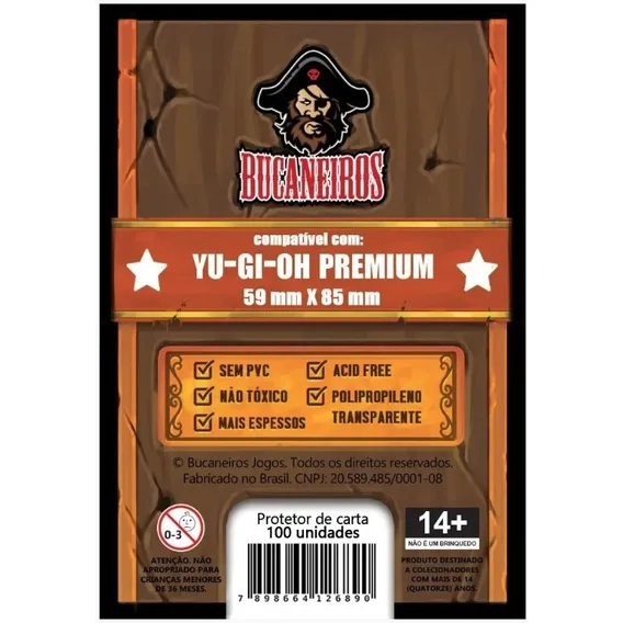 Kit 5 X Sleeve Premium Bucaneiros 100 Un. Yugioh 59 X 85 Mm Foto 1