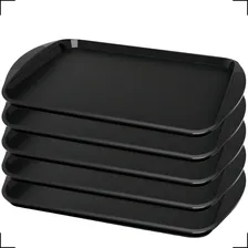 Kit 50 Bandeja Restaurante Self Service Fast Food 44x30cm Pleion Preto Foto mini 2