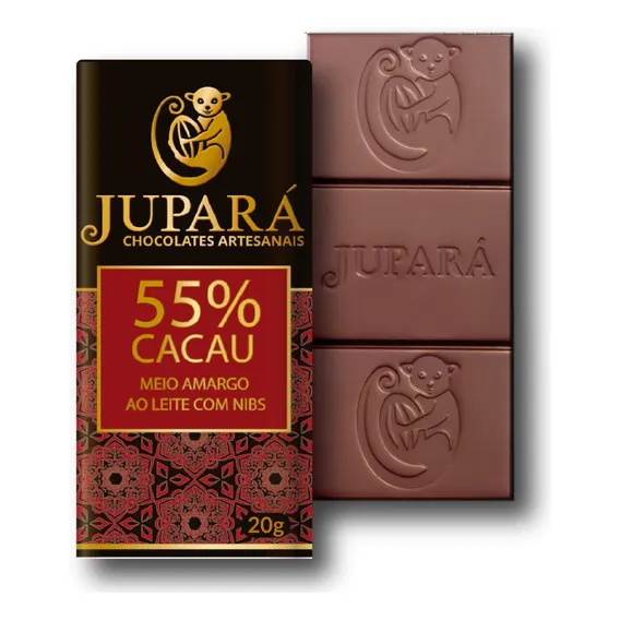 Kit 50 Barras Chocolates Jupará 55% Cacau Meio Amargo Nibs Foto 1