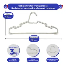 Kit 50 Cabide Transparente Adulto Resistente Cabide Acrilico Foto mini  3