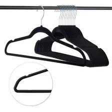 Kit 50 Cabide Veludo Slim Antideslizante Preto Ultra Fino Foto mini 2