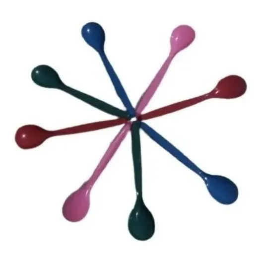 Kit 50 Colher Para Merenda Escolar Colheres Plástica 4 Cores Cor do cabo Vermelha Foto 1