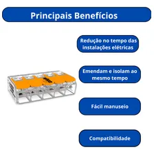 Kit 50 Conector 41a Emenda 5 Fios 6mm Wago 221-615 Foto mini 3