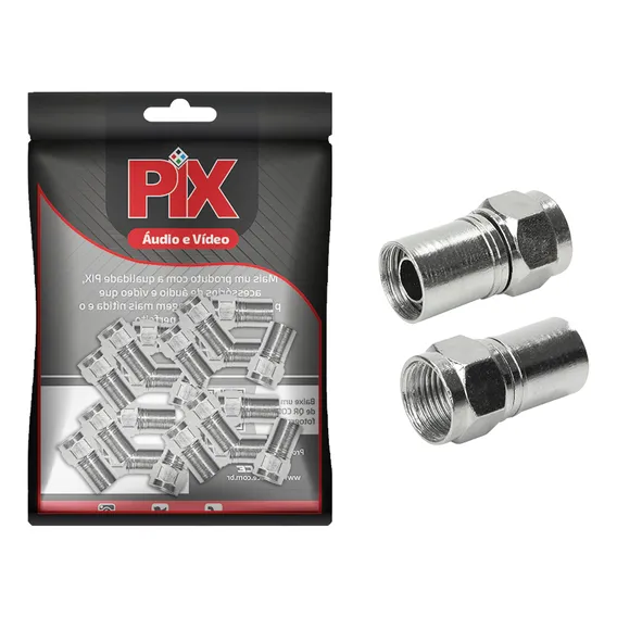 Kit 50 Conector F Rg-6 Rosca P/ Cabo Coaxial +qualidade Foto 1