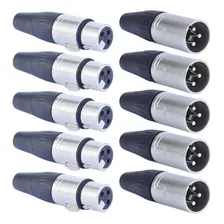 Kit 50 Conector Plug Xlr Canon 25 Macho + 25 Fêmea Roxtone Cor Prata Foto  mini 1