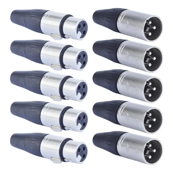 Kit 50 Conector Plug Xlr Canon 25 Macho + 25 Fêmea Roxtone Cor Prata Foto 1