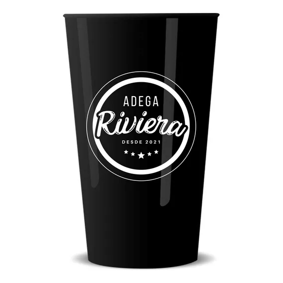 Kit 50 Copos Twister 500ml Em AcrÃlico Personalizados Cor Preto Foto 1