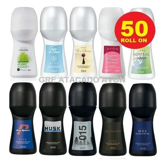 Kit 50 Desodorante Roll On Avon Sortidos Fragrância Sortida Foto 1