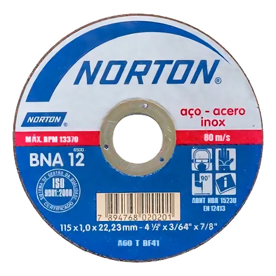 Kit 50 Disco De Corte Inox Extra Fino 4.1/2x1.0 Bna12 Norton Foto 1