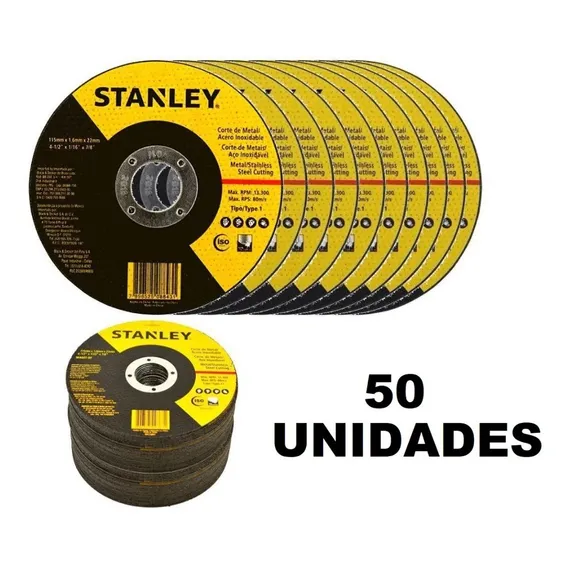 Kit 50 Discos de Corte Fino Abrasivo Metal e Inox 41/2