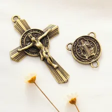 Kit 50 Entremeios Para Terço + 50 Crucifixos Alta Qualidade Cor Ouro Velho Foto mini  2