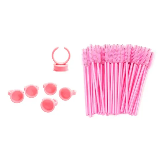 Kit 50 Escovinhas De CĂlios Mais 50 Anel Batoque Grande Rosa Foto 1
