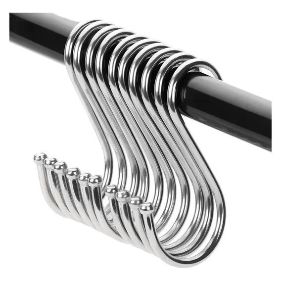 Kit 50 Ganchos Aço Inox Cozinha Barra Tubo Utensílios Tipo S Foto 1