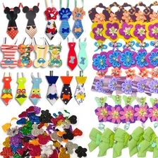 Kit 50 Gravatas Pet +100 Lacinhos Para Pet +100 Adesivos Pet Cor Sortidas Gravatas Pet Lacinhos Pet Sortidos Foto mini  2
