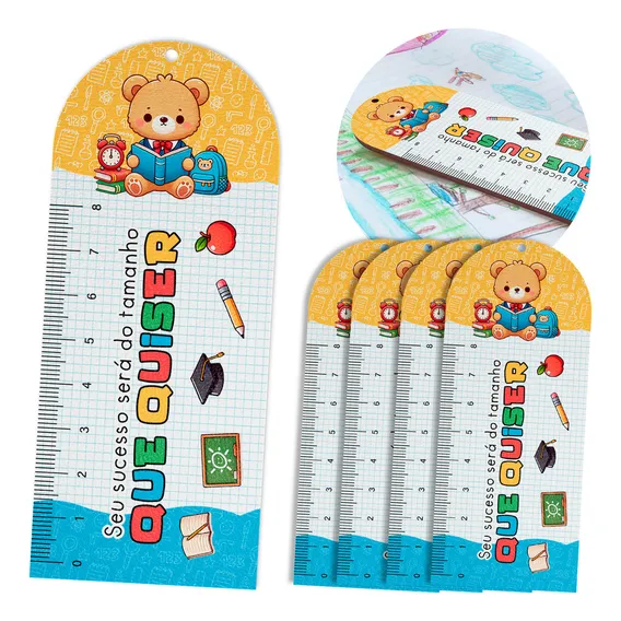 Kit 50 Lembrancinhas Chaveiro Régua Marca Página Escolar Mdf Cor Seu Sucesso Será Do Tamanho Que Quiser Foto 1