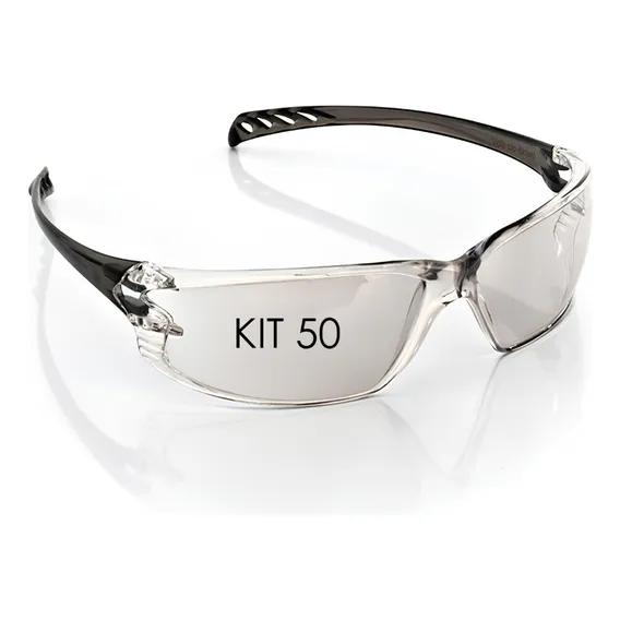Kit 50 Óculos De Segurança Proteção Antirisco Espelhado Lente Incolor Foto 1