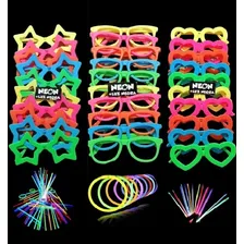 Kit 50 Oculos Neon Luz Negra 100 Pulseiras Neon Brilhaescuro Foto mini  2