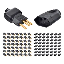 Kit 50 Plug Pino Macho 10a 2p+t + Tomada Femea 10a 110v/220v Foto mini 1