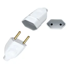 Kit 50 Plugue Pino Macho 2p 10a + 50 Tomada Fêmea 10a Branco Foto mini 1