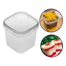 Kit 50 Potes Plásticos Quadrado Com Lacre 220ml-bolo De Pote Cor Transparente Foto mini 3