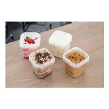 Kit 50 Potes Plásticos Quadrado Com Lacre 220ml-bolo De Pote Cor Transparente Foto mini 4