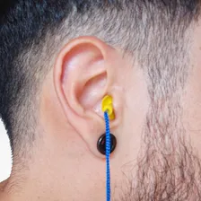 Kit 50 Protetor Auricular Plug Abafador Copolímero C/ Cordão Cor Amarelo Foto mini  3
