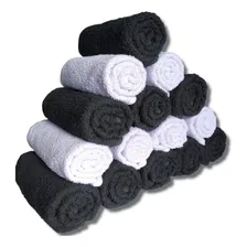 Kit 50 Toalhas De Rosto Atacado Salão Barbearia Preta/branca Cor 25 Branco 25 Preto Foto  mini 1