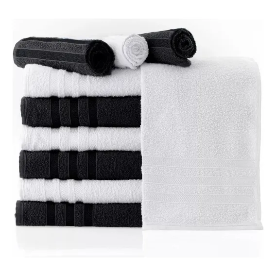 Kit 50 Toalhas Rosto Barbearia P/ Salão De Beleza Reforçada Cor 25 Branca 25 Preta Foto 1