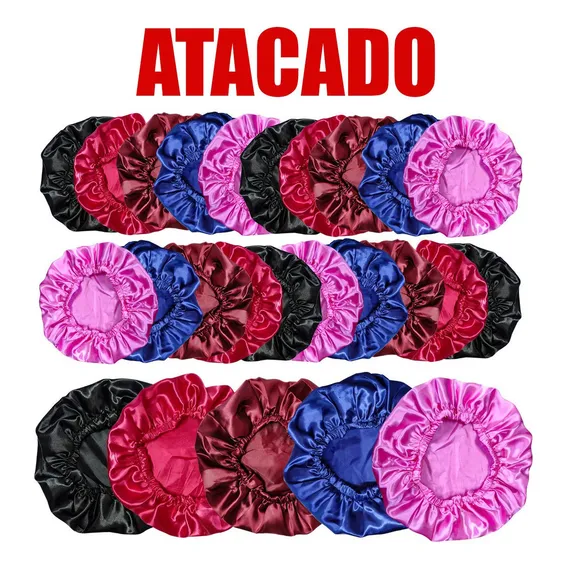 Kit 50 Touca/toca De Cetim Seda Anti Frizz Atacado Cor Multicolorido N/A Foto 1