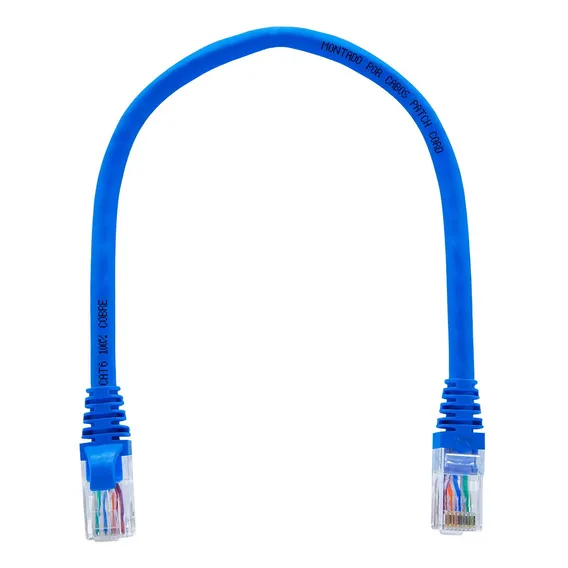 Kit 50 Un. Patch Cord Cat6 100% Cobre Azul 20 Centímetros Foto 1